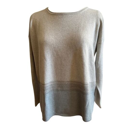 TONET Italy Gray Blue Virgin‎ Wool Silk Cashmere Sweater Sparkle EUC 10 12 - Picture 2 of 3